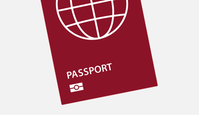 Illustration på ett pass med en chip-symbol.