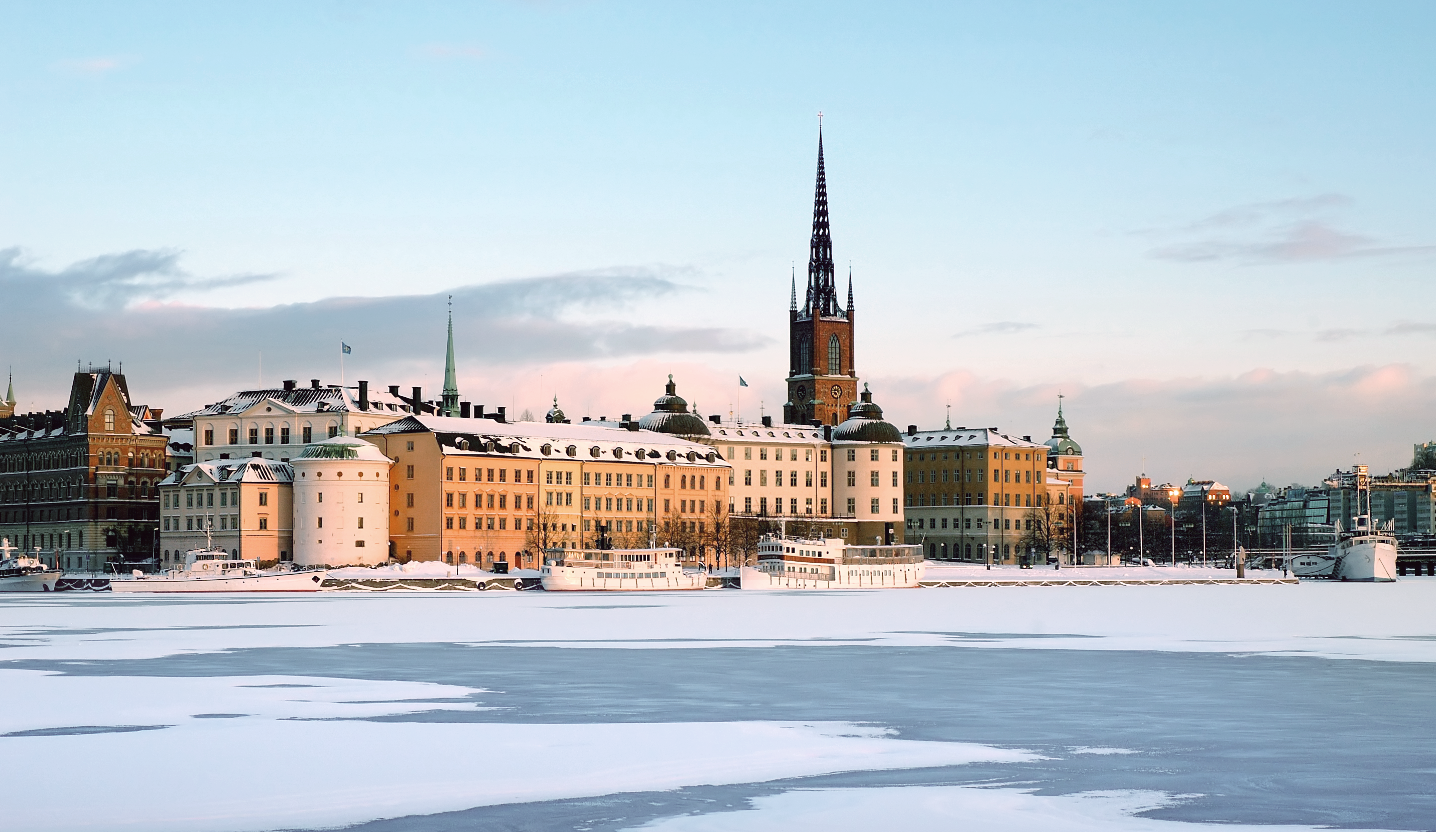 Vy över Stockholm vintertid.