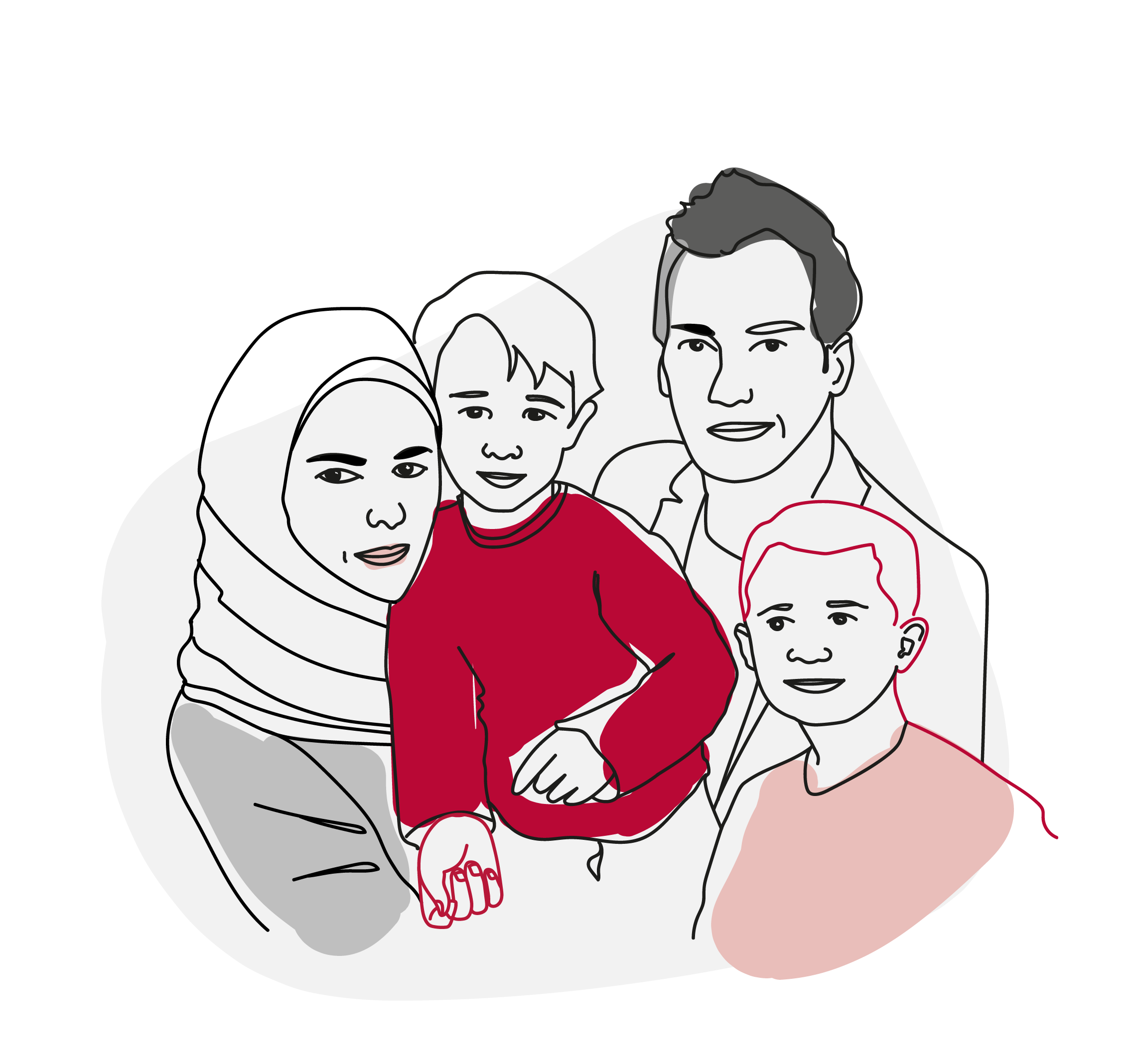 Illustration: Man and woman with two children.