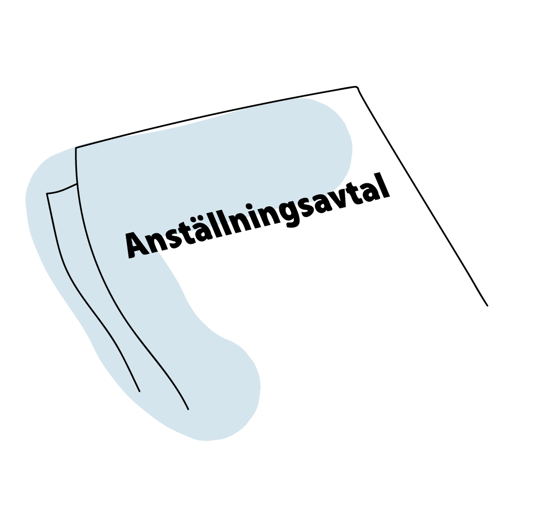 Illustration som visar ett anställningsavtal.