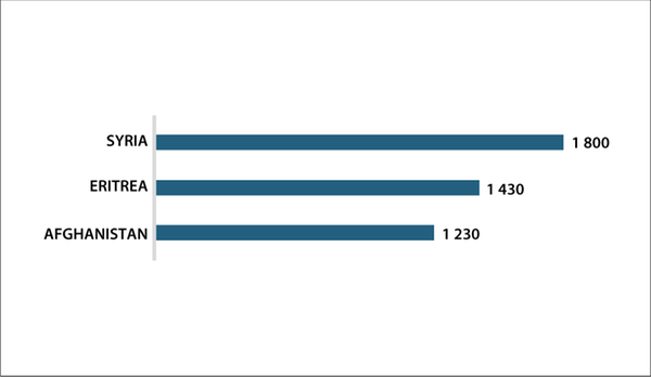 The diagram shows which nationalities were most common among those who were granted a residence permit on the basis of family ties in 2023.