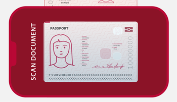 Illustration som visar hur du fotar av ditt pass.
